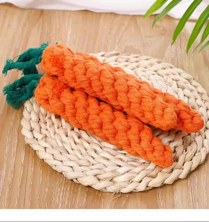 Dog Toy Carrot Knot Design Interactive BiteProof Teeth Cleaning for Small Pets