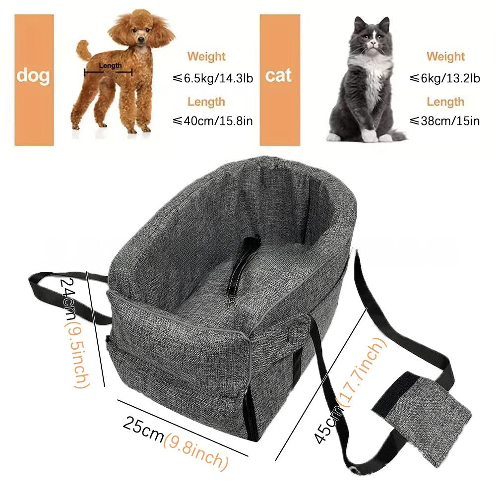 Premium Pet Car Seat for Dogs and Cats Comfortable Travel Bed with Non-Slip Mat Washable Car Sofa Cushion