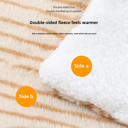 Pet Thickened Fleece Winter Tiger Stripe Zebra Print Pet Blanket Dog Cat Bed