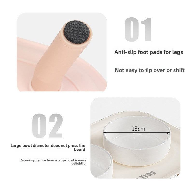 Premium Ceramic Double Pet Bowl Set with Cervical Support Raised Feeder Anti Splash and Tip Proof Design for Cat and Dog Dinner Plates