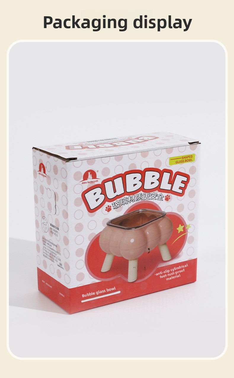 Pipitao Cat Bowl Bubble Glass Design Four Legged High Foot Easy to Clean Pet Feeder