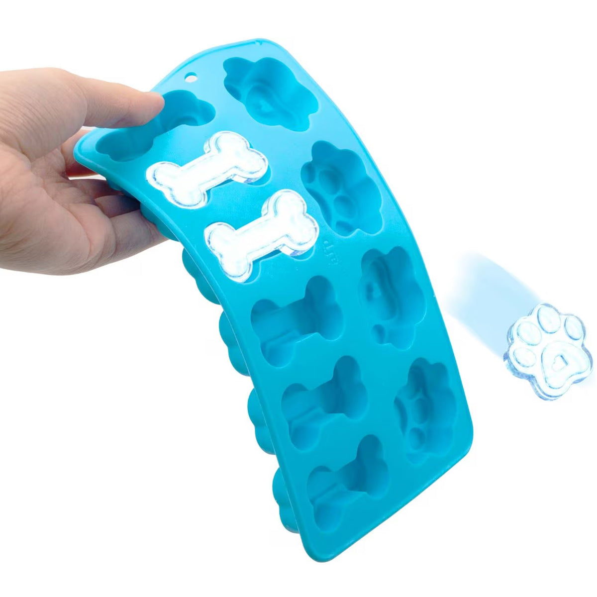 Pet Cooling and Heat Relief Feeding Bowl Set Bone Paw Ice Cube Silicone Mold Dog Cat Lick Bowl