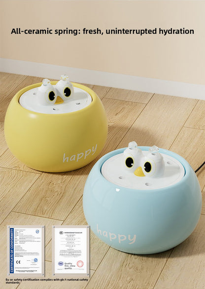 Premium Quiet Ceramic Cat Dog Water Fountain Automatic Circulating Drinker with Filter for Fresh Water