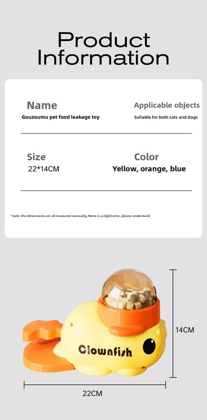 Cat Dog Self-Entertainment Toy: Small Yellow Duck Press-Type Feeder