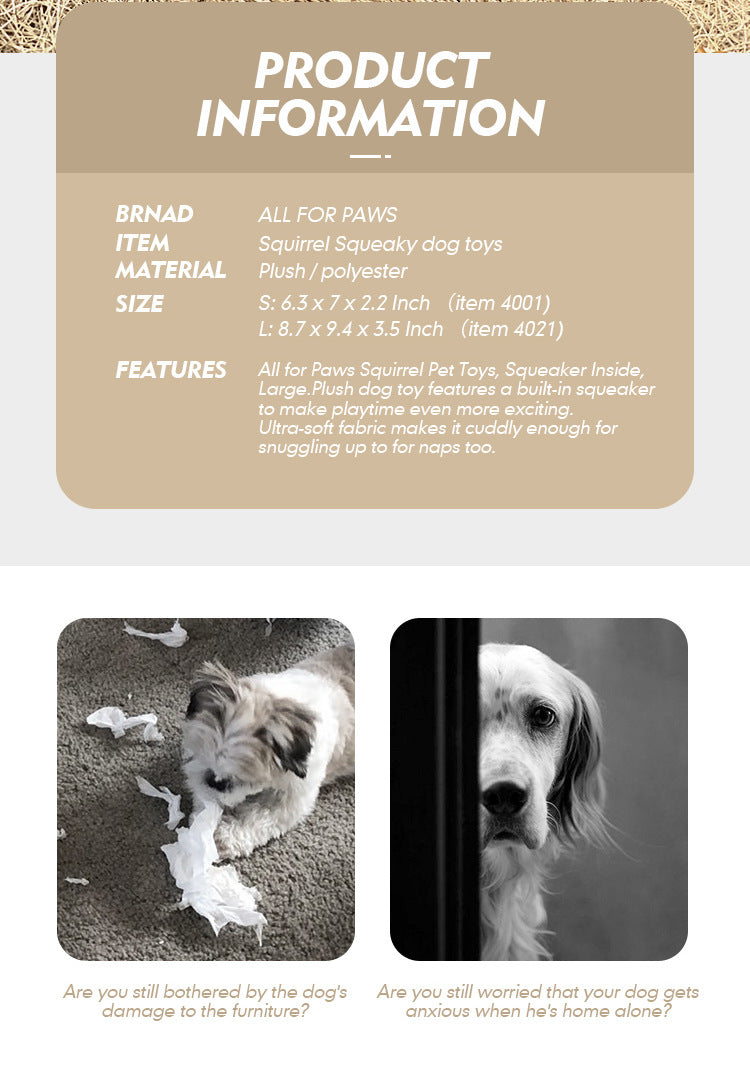 New Wear-Resistant Plush Sound Dog Toys Simulation Squirrel Pet Supplies