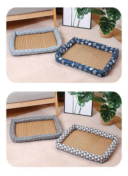 Pet Cooling Mat Nest Summer Linen High Temperature Heat-Resistant Dog Nest Rattan Woven Mat Square Cooling Nest All-Season Universal Cooling Mat Wholesale