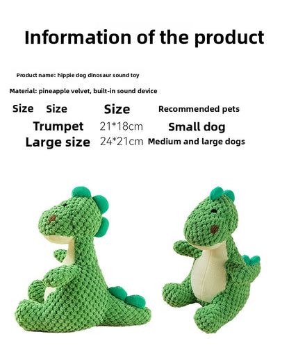 Durable Dinosaur Plush Dog Toy with Squeaker Interactive Chew Toy for Small Medium Dogs Tough Chewers Pet Supplies Puppy Teething