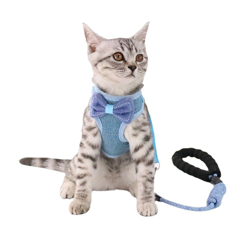 New Bowknot Design Cat Leash Vest-Style Adjustable Walking Harness