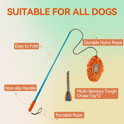 Long Rod Telescopic Dog Toy American Football Shape Chew Rope for Exercise