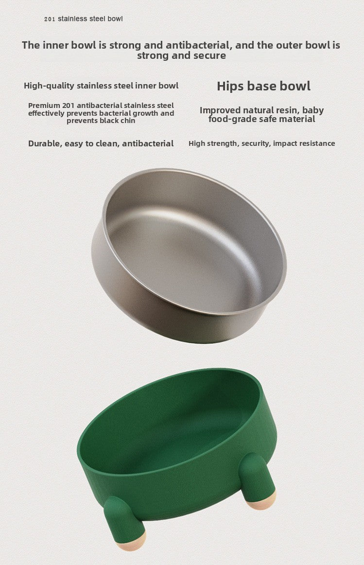 High Feet Stainless Steel Dog Cat Bowl Anti Slip Tip with Neck Protection