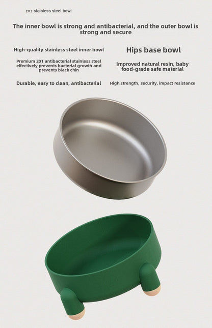 High Feet Stainless Steel Dog Cat Bowl Anti Slip Tip with Neck Protection
