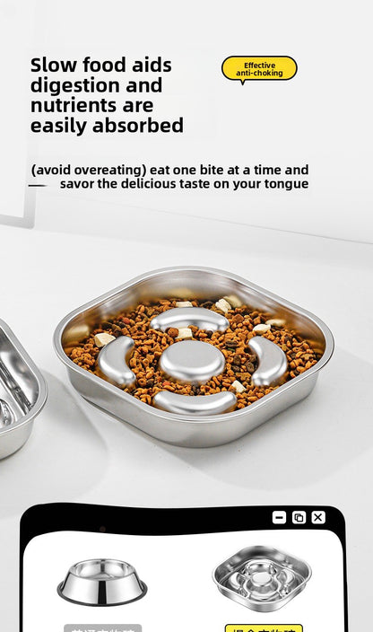 Stainless Steel Slow Feed Pet Bowl