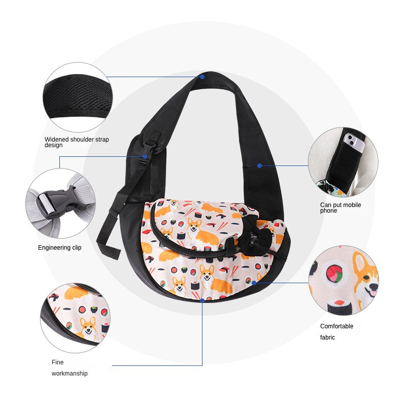 Pet bag Pet shoulder bag Stylish breathable oblique straddle cat bag