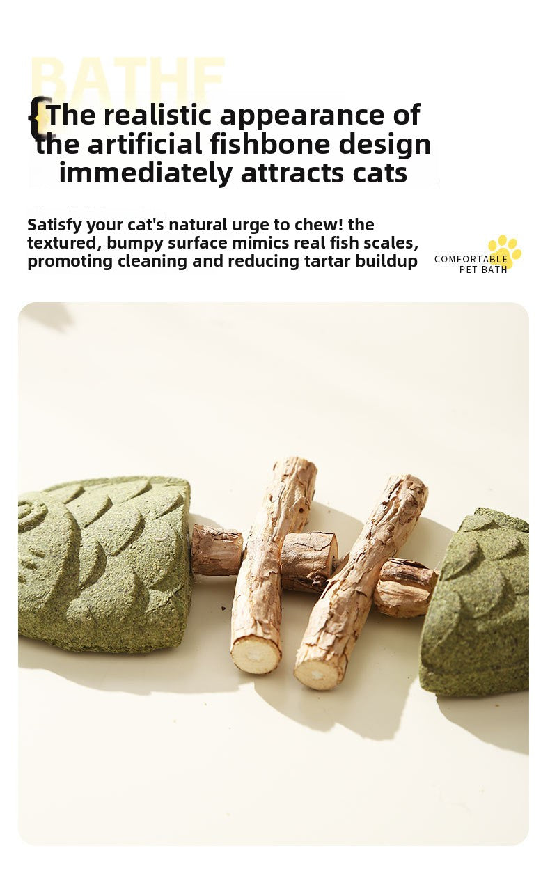 Wooden Fish Bone Teeth Cleaning Stick for Cats