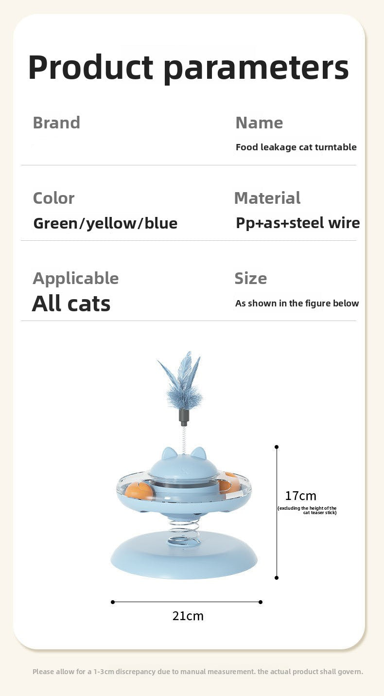 Advanced Self Amusement Cat Toy Automatic Rotating Turntable with Feather Wand and Balls for Indoor Kittens to Play Alone