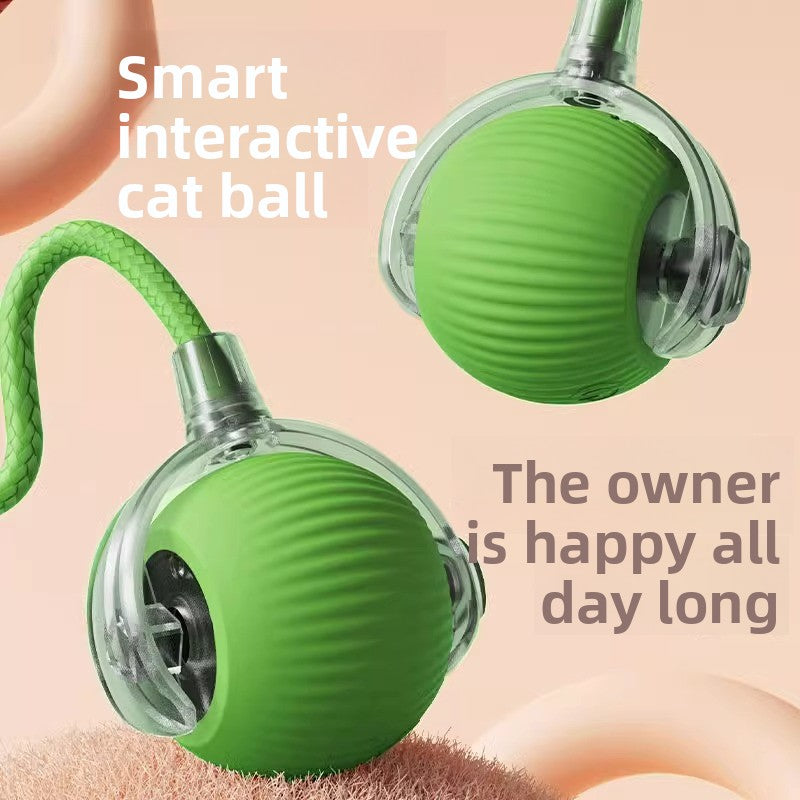 Rechargeable Automatic Cat Toy Ball with Variable Speed Smart Motion for Cats Interactive Self Play Pet Entertainment Teaser Ball