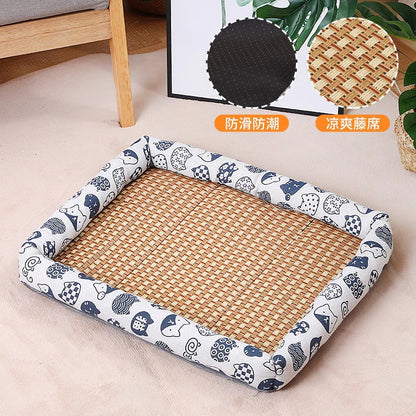 Pet Cooling Mat Nest Summer Linen High Temperature Heat-Resistant Dog Nest Rattan Woven Mat Square Cooling Nest All-Season Universal Cooling Mat Wholesale