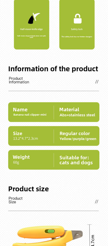 Banana Style Magic Nail Clipper for Cats Dogs Rabbits Anti Bleeding