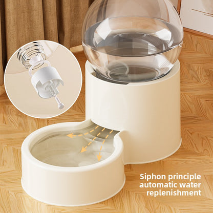 Automatic Cat Dog Water Dispenser with Food Feeder and Grain Storage Bucket