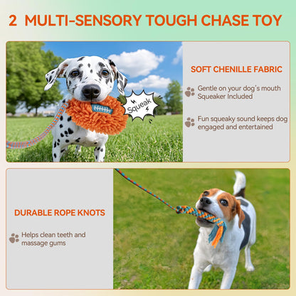 Long Rod Telescopic Dog Toy American Football Shape Chew Rope for Exercise