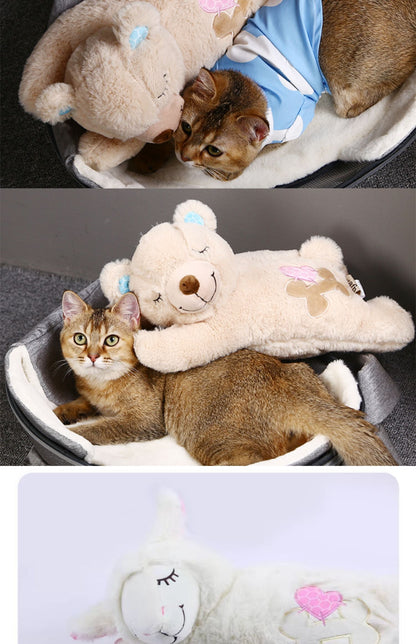 Durable Pet Comfort Pillow Puppy Shape with Simulated Heartbeat Warm Plush Sound Toy