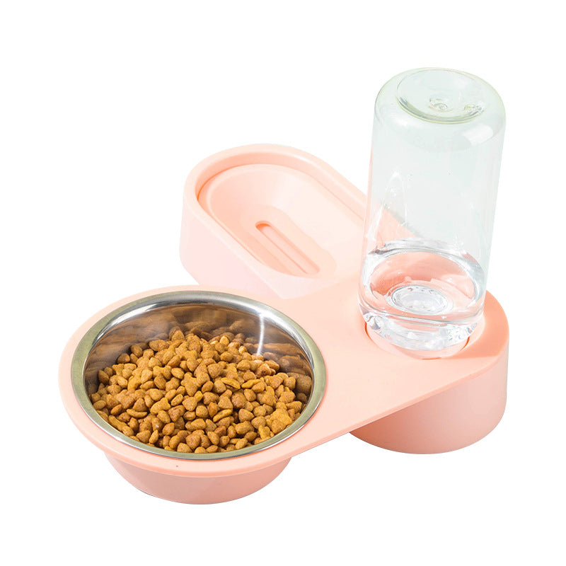 Automatic Pet Water Dispenser with Stainless Steel Double Bowl Rotatable Foldable Dog Cat Feeder for Food and Water Corner Feeding Solution