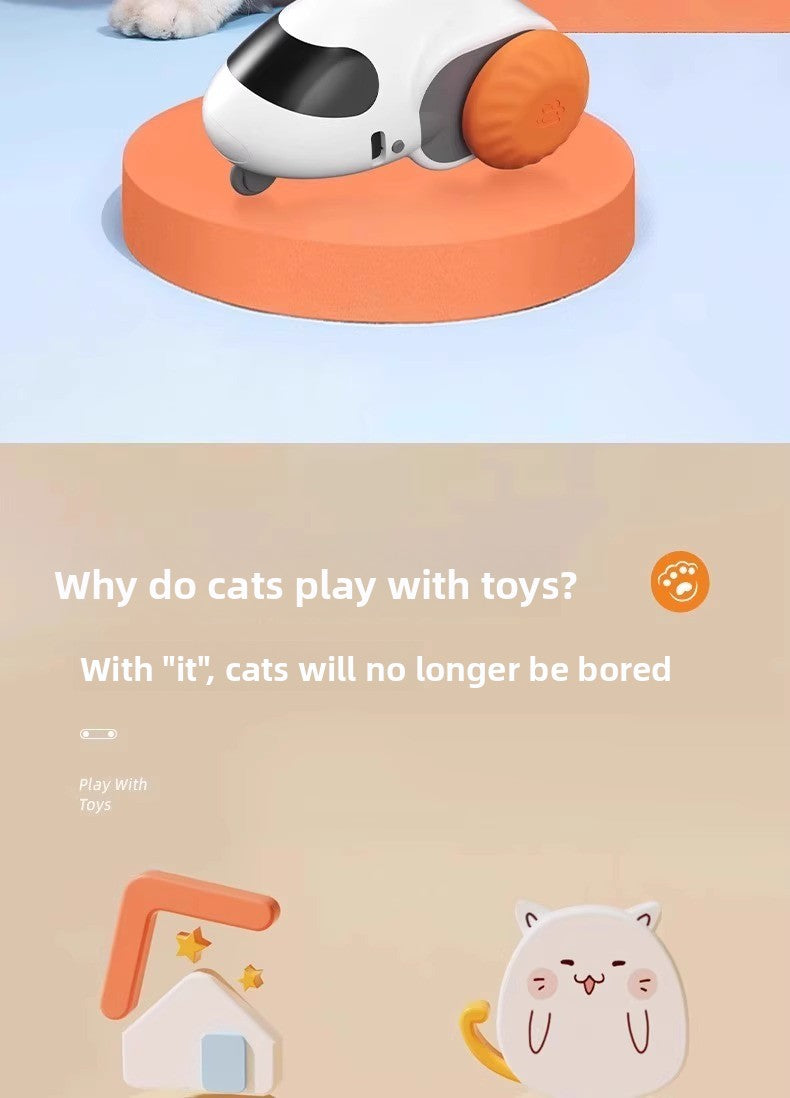 Electric Pet Running Car Feather Teaser Cat Toy for Independent Play