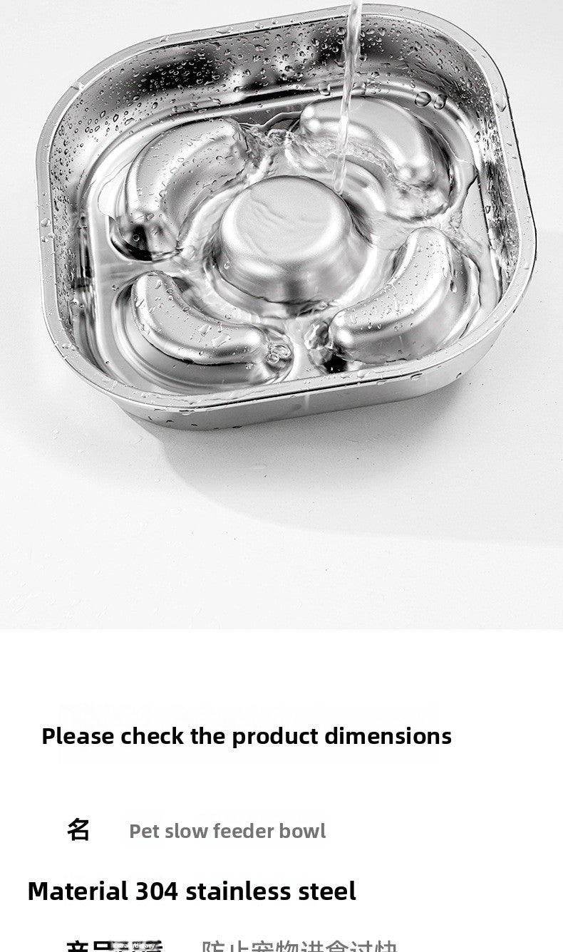 Stainless Steel Slow Feed Pet Bowl