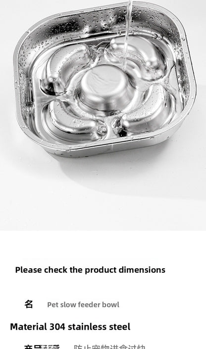 Stainless Steel Slow Feed Pet Bowl