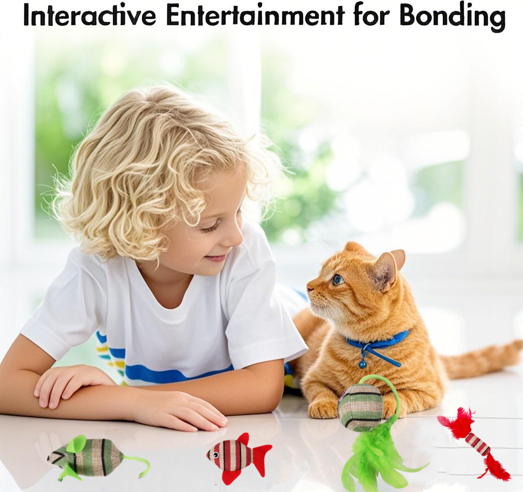 Durable Striped Sisal Cat Toy for Self-Entertainment Teeth Cleaning Play