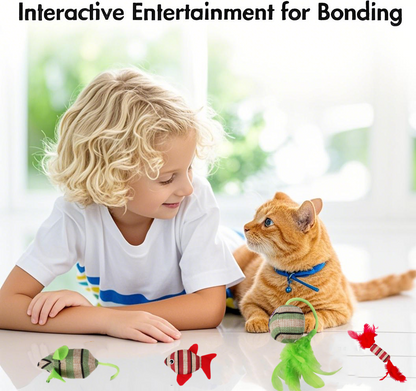 Durable Striped Sisal Cat Toy for Self-Entertainment Teeth Cleaning Play