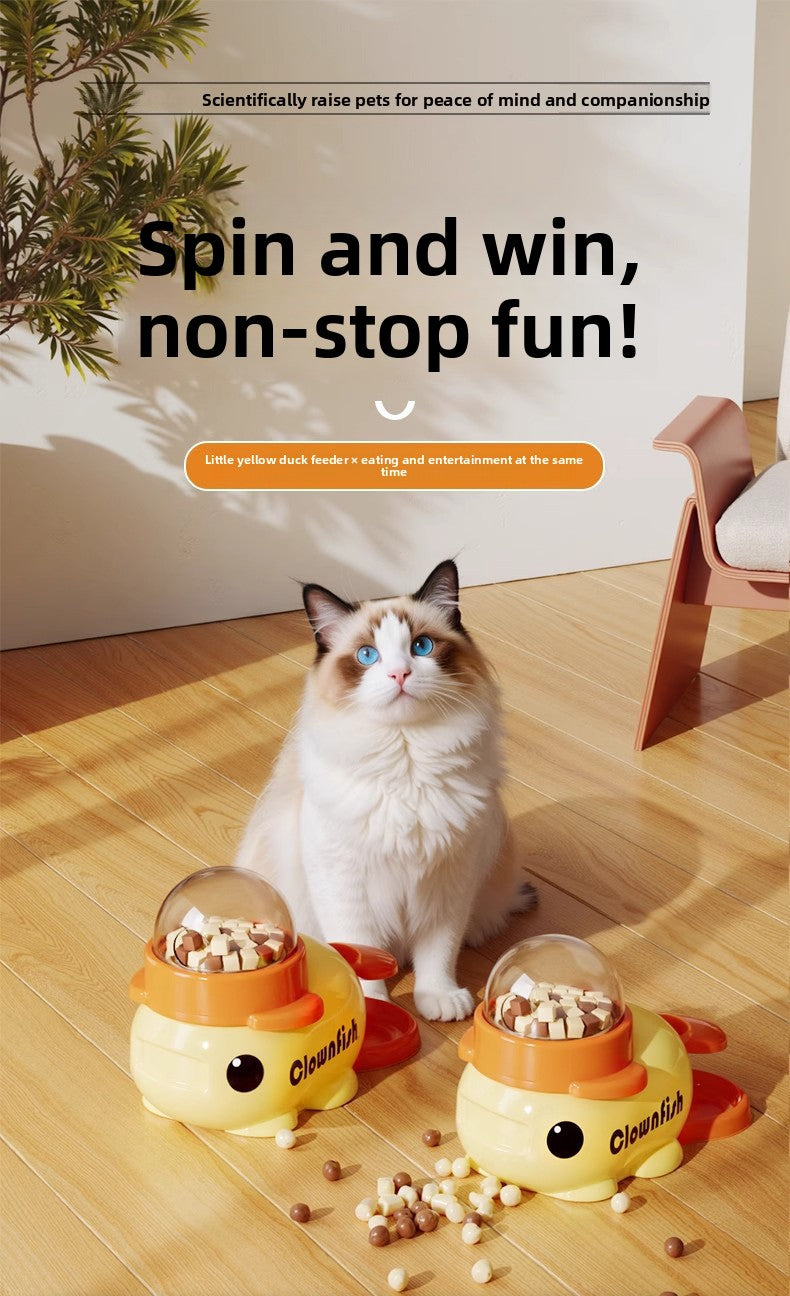 Cat Dog Self-Entertainment Toy: Small Yellow Duck Press-Type Feeder