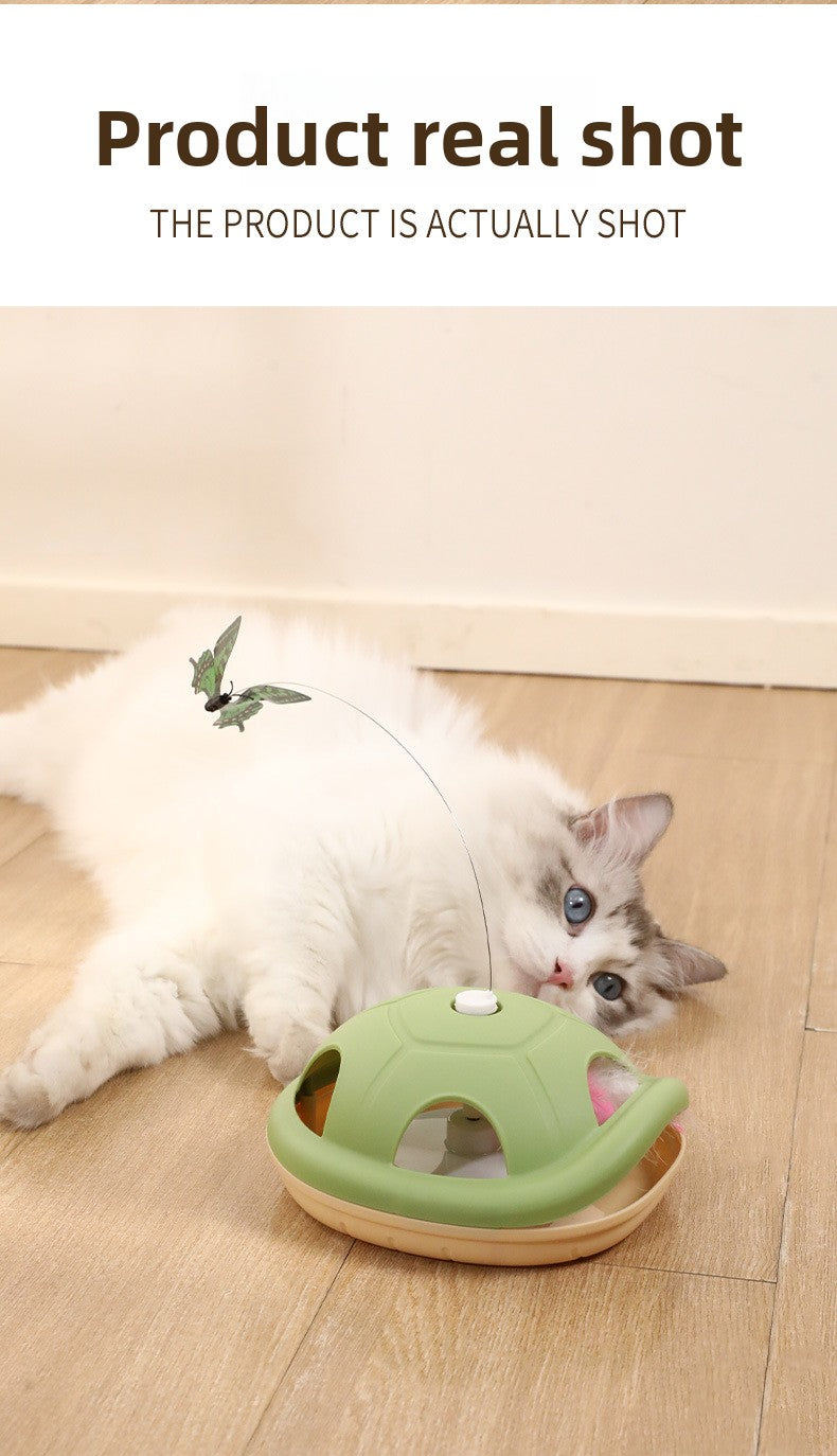 Energy-Consuming Cat Toy Meow Heart Treasure Box with Electric Rotating Turtle