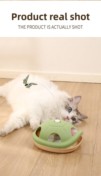 Energy-Consuming Cat Toy Meow Heart Treasure Box with Electric Rotating Turtle