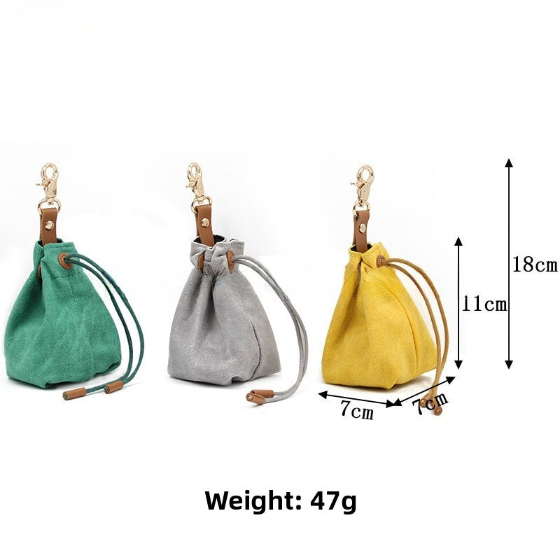 Portable Pet Dog Snack Bag Outdoor Drawstring Canvas Dog Food Bag Dog Supplies