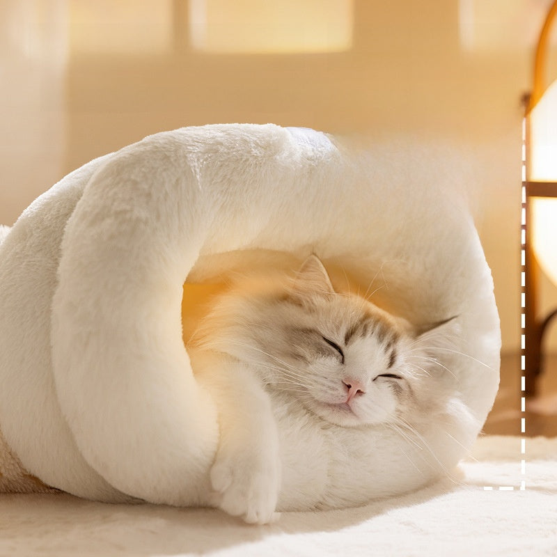 Dog House Pet Nest Closed Type Autumn Winter Cat Nest Two-tone Knitted Tent Nest Warm Round Nest Enclosed Dog House Pet