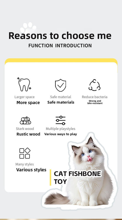 Wooden Fish Bone Teeth Cleaning Stick for Cats