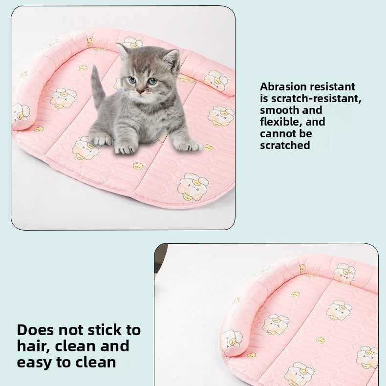 Ice Silk Dog Sleeping Mat Summer Cooling Pet Bed Cat Washable Ice Mat