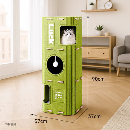 Luxury Multi-layer Pet Cat Tree All-season Design Winter Double-layer Scratching Board Enclosed Cat House