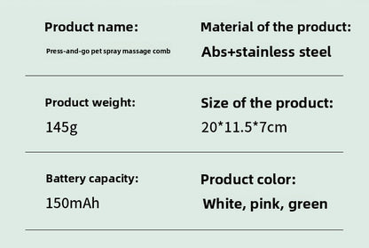 Cat Dog Grooming Comb Spray Non Flying Hair Pet Tool