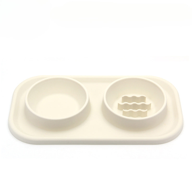 Pet Bowl Double Bowl Food Grade Silicone Cat and Dog Bowl Slow Food Bowl Slow Food Bowl Small Stainless Steel Dog Bowl Pet Supplies