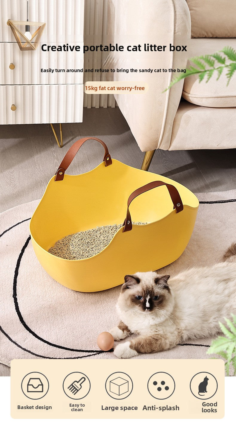 Creative Portable Open Design Large Cat Litter Box Cat Toilet Essential Supplies