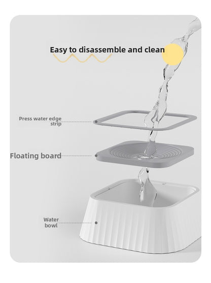 Dog Cat Water Bowl with Non Wet Mouth Floating Basin Buoyancy Neck Protection