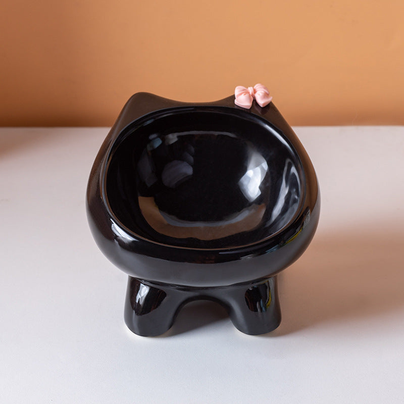 Cute Cat Bowl Ceramic Elevated Cat Food and Water Bowl Set with Non Slip Base Slow Feeder Design for Cats and Small Dogs Pet Supplies