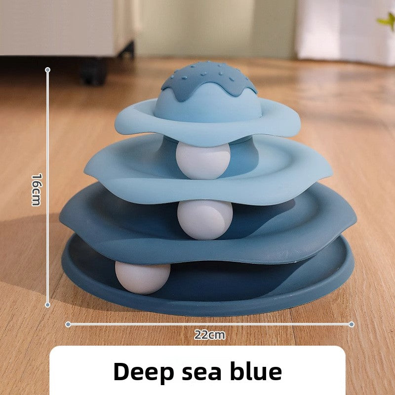 Three Layer Ice Cream Track Cat Play Board for Kitten Self Entertainment Boredom Busting Toy