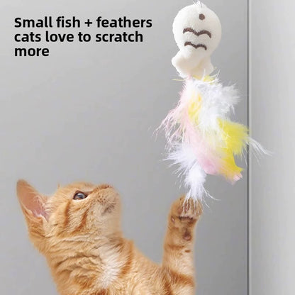 360 Deg Rotating Totoro Cat Teaser Wand Steel Wire Fish Head Bell Boredom Relief Toy