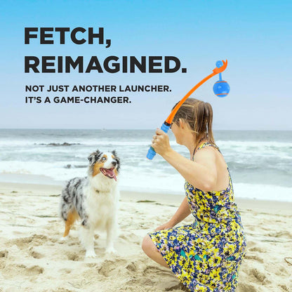 Outdoor Dog Training Throw Rod with TPR Ball and Tail Sounding Feature