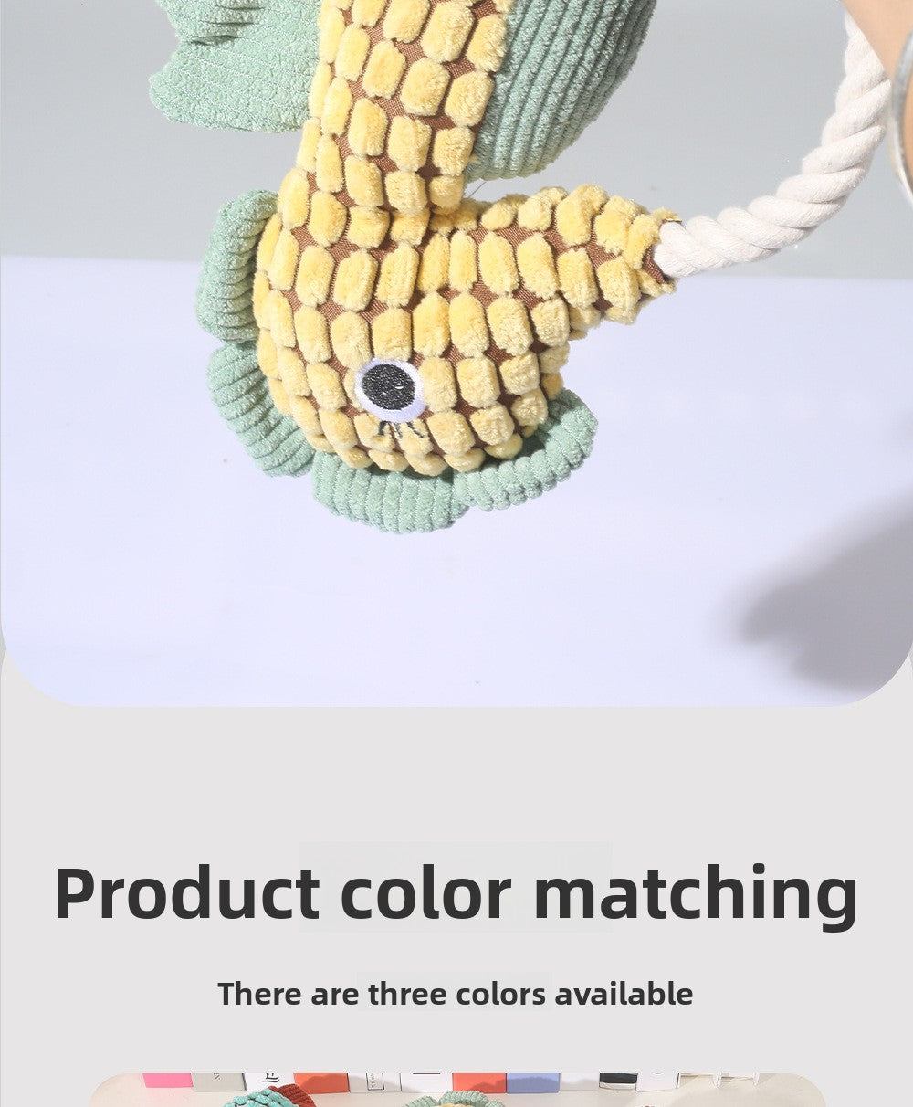 Squeaky Dog Toy Pineapple Fleece Chew Resistant Puppy Teething Chew Toy for Small Medium Dogs Like Corgi Golden Retriever Boredom Relief Interactive Pet Toy