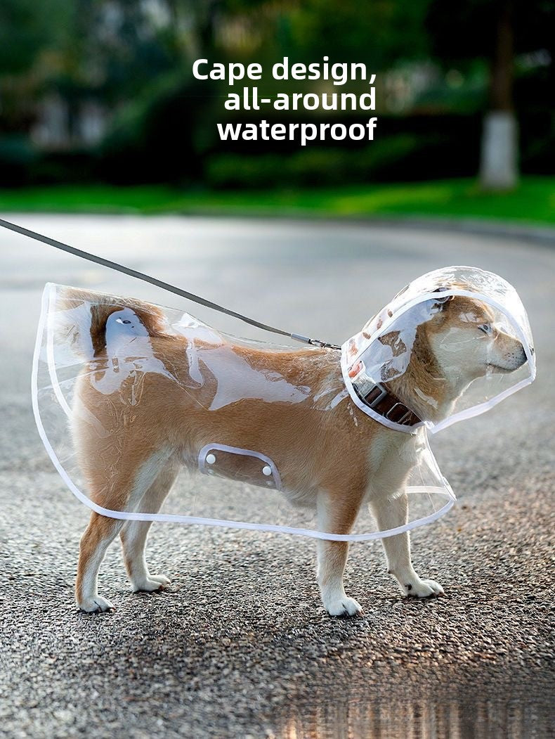 Waterproof Transparent Dog Raincoat with Leash Windproof Outdoor Pet Rain Poncho for Corgi Small Medium Dogs