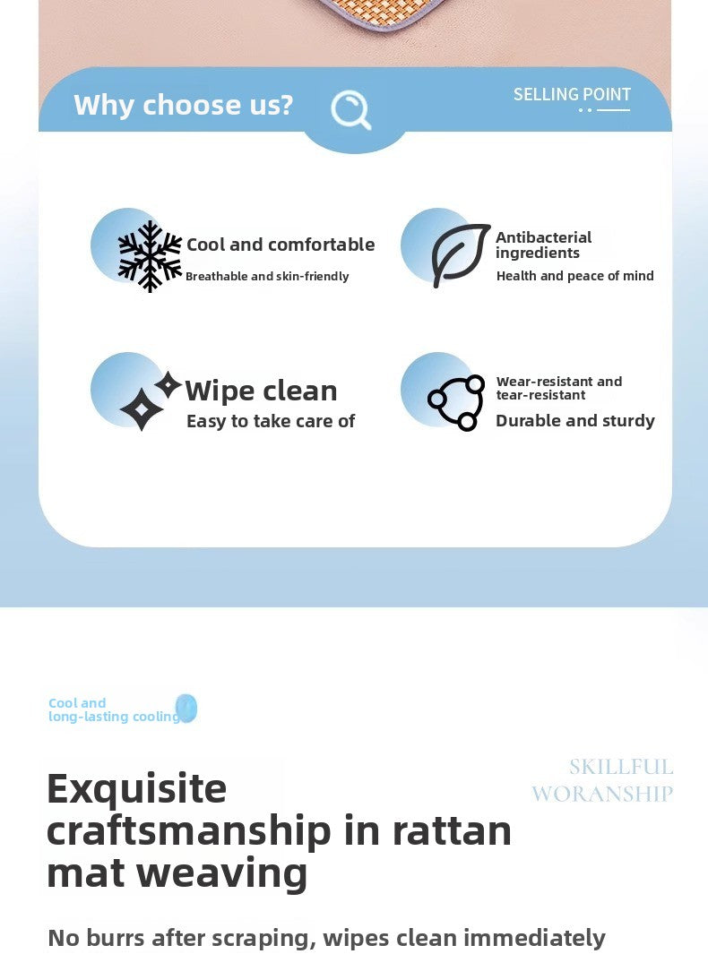 Cooling Mat Pet Bed Mat for All Seasons Rattan Teddy Cat Dog Summer Use